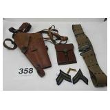 USMC BOYT 45 HOLSTER, 1950 CASE, BELT, PATCHES