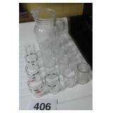 PITCHER AND MISC JUICE GLASSES