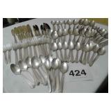 LOT OF MISC SILVERPLATE SILVERWARE NOT FULL SETS