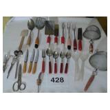 RETRO EKCOLINE PLASTIC HANDLE UTENSILS, WOOD