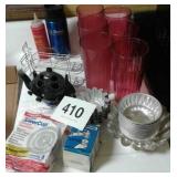 BAKIN TINS, PLASTIC CUPS, VTG KETCHUP DISPENSER,