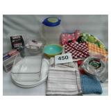 HANDTOWELS, MATCHES, CHEESE MILL, PLASTIC BOWLS &