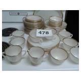 VTG SET OF FIREKING WHITE & GOLD DISHES - NOT