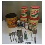 OLD COFFEE BUCKET, CANNISTER SET,  ETC.
