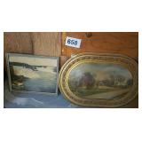 2 OLD PICTURES,  NIAGARA FALLS, FARM SCENERY