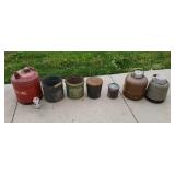 Old  Minnow buckets thermoses gas can.