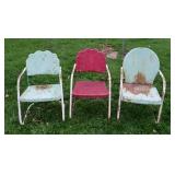 3 steel  Lawn chairs