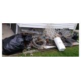 Pile of scrap steel aluminum brass garbage bag of