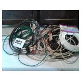 LOT OF EXTENSION CORDS, COAX CABLE