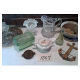 CARNIVAL, GREEN BUTTER DISH-LID CHIPPED,  NICE