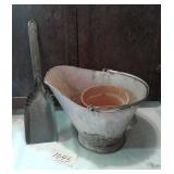 COAL BUCKET, SHOVEL AND TERRA COTA POT