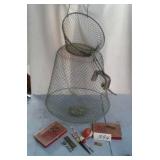 FISH BASKET, BOBBERS, ETC.