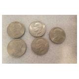 5 EISENHOWER  DOLLAR COINS