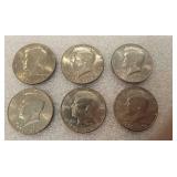 6 KENNEDY BICENTENNIAL HALF DOLLARS