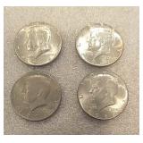 4 KENNEDY  HALF DOLLARS