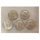 5  KENNEDY HALF DOLLARS