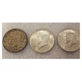 3 KENNEDY HALF DOLLARS 
1964...SILVER