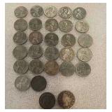 27 STEEL WHEAT PENNIES, INDIAN HEAD PENNIE, V