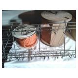 SPOOL OF EXTENSION CORD, WOODEN TUB OF SOME KIND