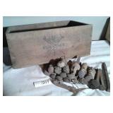 GURNEY QUALITY WOODEN CRATE, RAILROAD SPIKES, ETC