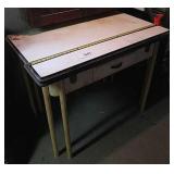 ENAMEL TOP TABLE WITH DRAWER & PULL OUT LEAF