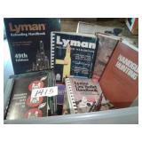 TOTE OF HANDGUN BOOKS, RELOADI MG,  ETC