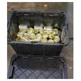 Plastic tote with  Canning jars