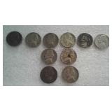 11 NICKELS,  3 - 1943, 3 - 1945, 41, 52, 64