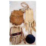 Leather Drawstring Pouches-Coin Purse