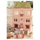 Fischer Price Doll House W/Furniture & Car Plays