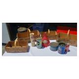 Old Coffee Tins, Fruit Baskets & More