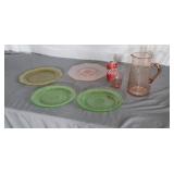 Pink, Green & Yellow Depression Glassware