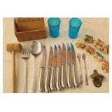 Rogers Pistol Grip Steak Knives, USA Glasses,