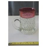 Indiana Glass Diamond Point Cranberry Flashed