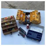 Tackle boxes and fishing gear
