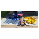 plastic tote  rain gear tarps car sun shield.