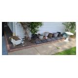 Flower pots bird bath plastic pads.