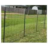 4 steel fence post and woven wire.