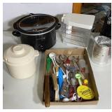 Can opener, pitcher, crock pot, flower sifter,