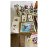Bird lot- pictures, towels, clock, figurines