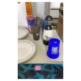 Kitchen items- plates, coffee cups, glasses,