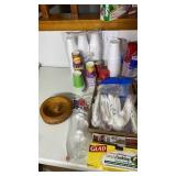 Kitchen items- plastic silverware, plastic cups,