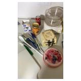 Kitchen items- canisters, steamer, cutting