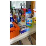 Kitchen cleaning supplies and caddy