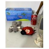 Sugar bucket sewing basket, styrofoam balls,