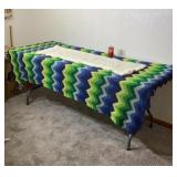 Crocheted Afghan and small white blanket