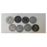 1964 quarter  2  Buffalo nickels  4 V nickels