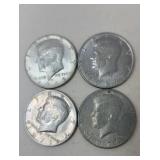 4 Kennedy half dollars