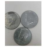 3 Kennedy half dollars