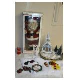 Animated Santa Claus lighted country church stain